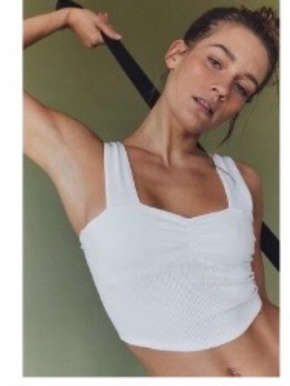 Free People White Ribbed Square-Neck Tank